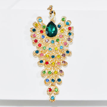 XSB176 - Elegant Peacock Gemstone Saree Brooch